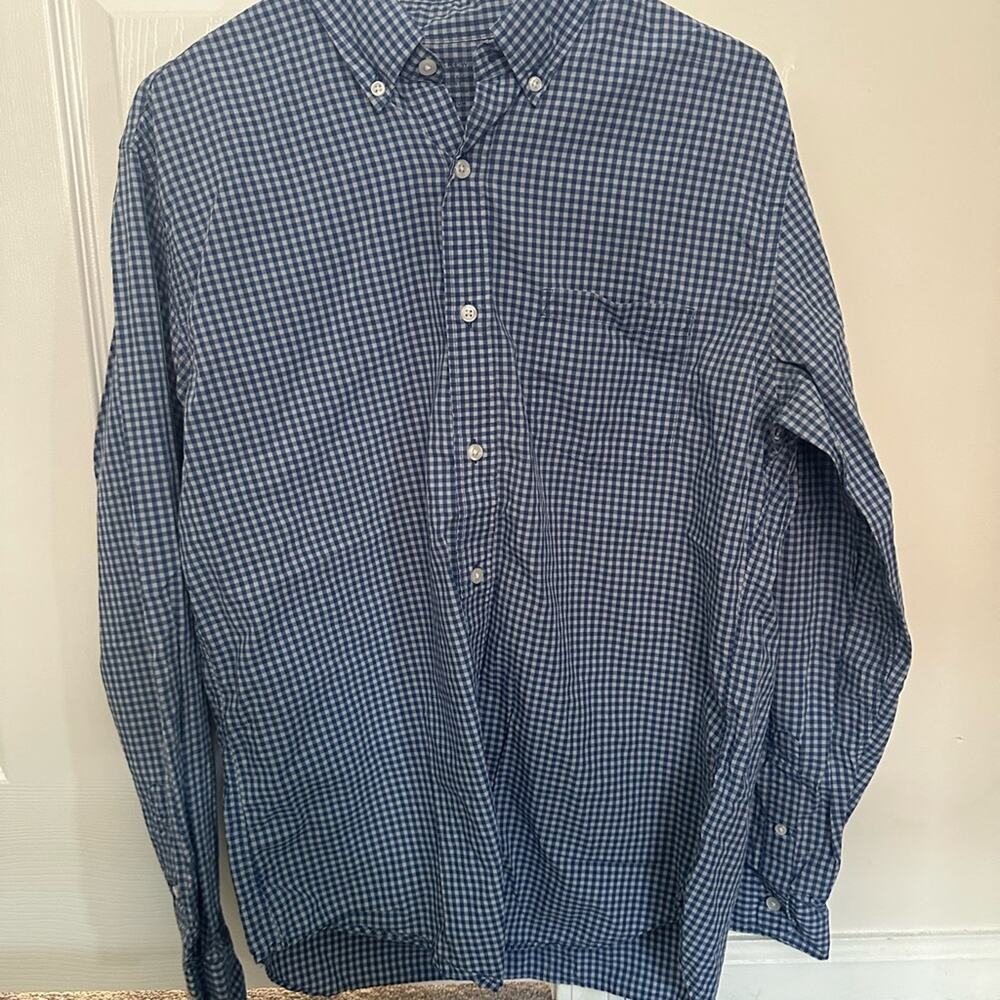 J. Crew Men's Navy Checkered Button Down Shirt Medium